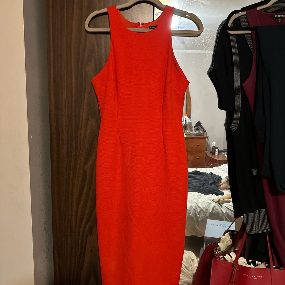 Metaphor Bold Orange Midi Dress